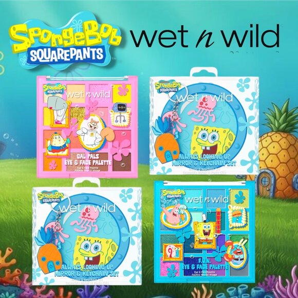 Wet n Wild x SpongeBob Eye/Face Palette + Face Mirror & Keychain Set Bundle